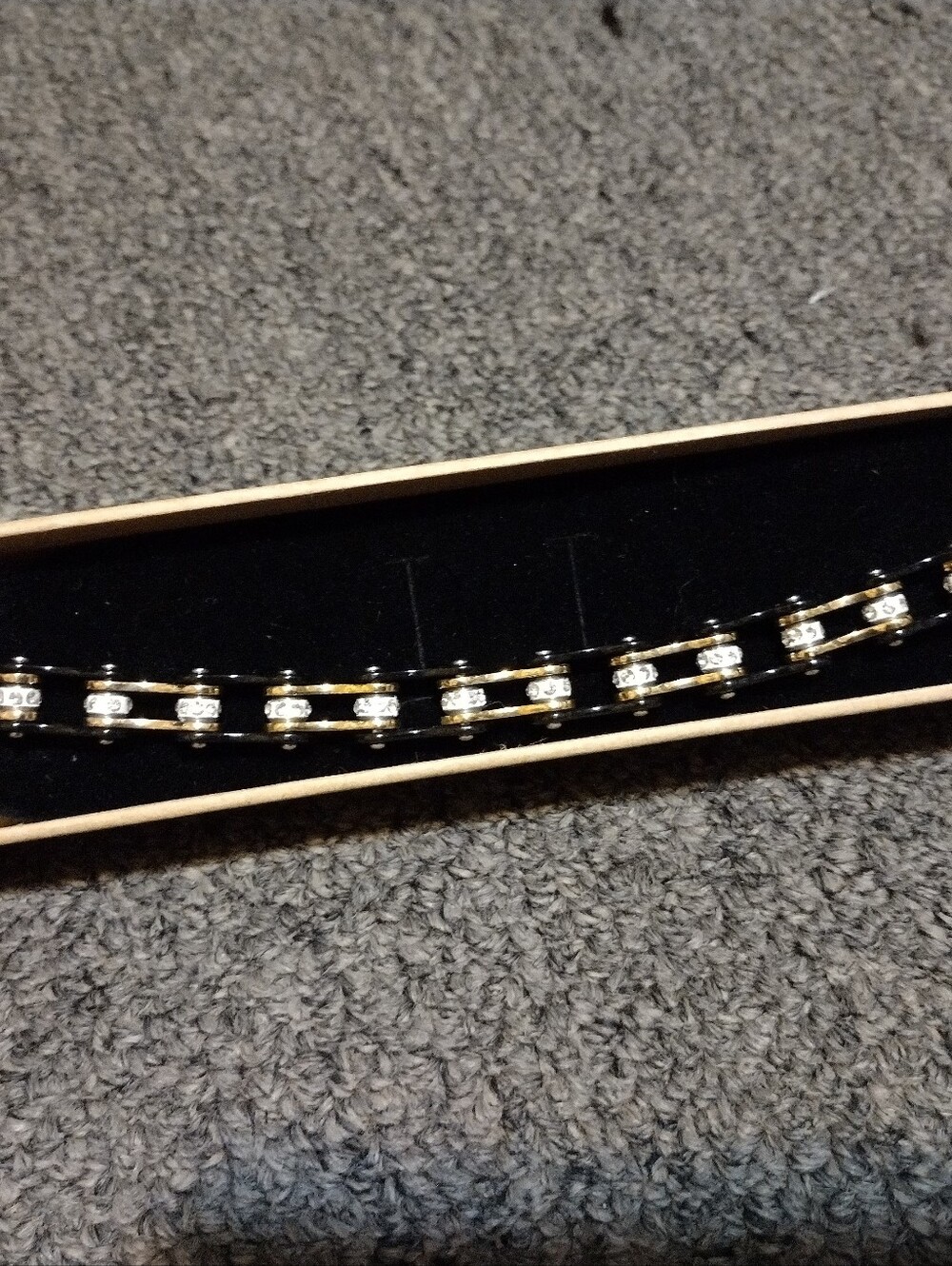 Gold and Silver Crystal Chain Bracelet - Mens Jewelry 9"